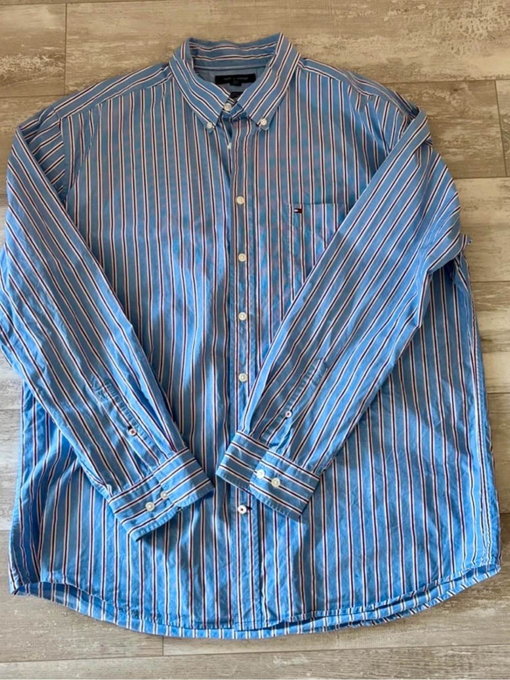 Tommy Hilfiger Light Blue Multi-Stripe Button-Down Shirt